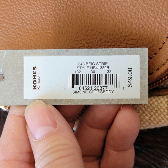 Beige Striped Purse by Apt. 9 Small Summer Neutrals Bag Crossbody Handbag NWT - Picture 3 of 6